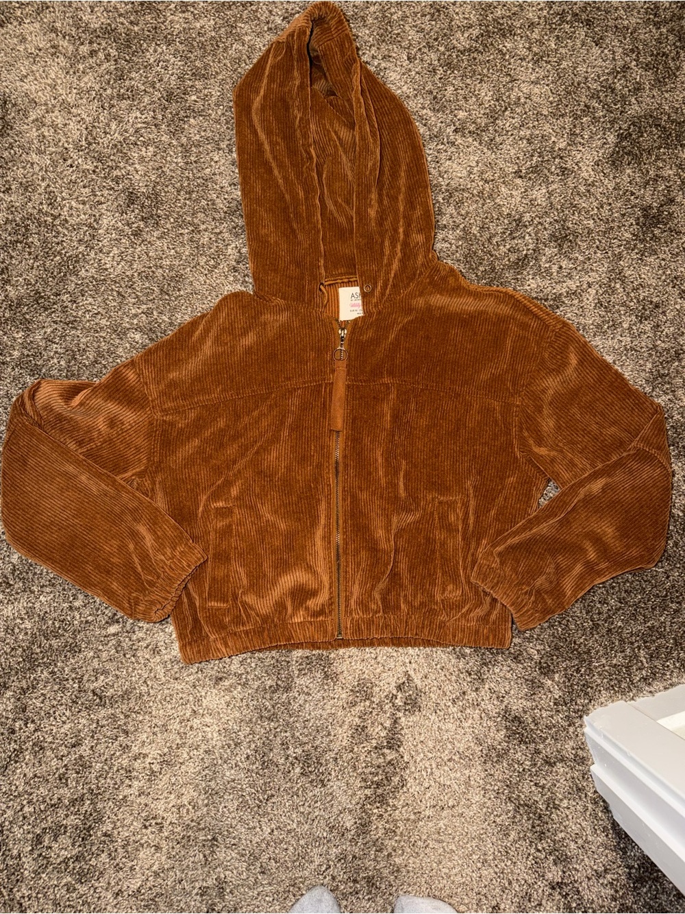 Corduroy Hooded Zip Jacket Size Medium